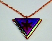 J&H 5 – Dichroic Glass Necklace – 1.75” H x 2” W | $65 US